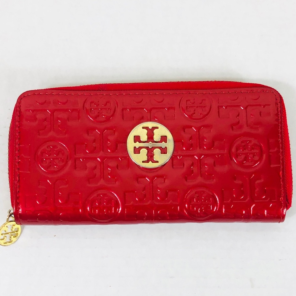 Tory Burch Red Zip Around Wallet - Picture 1 of 7